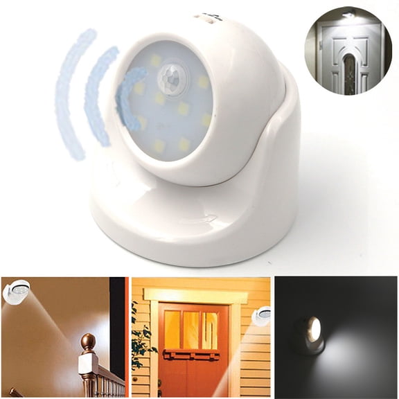 Tanjnj 6000K Battery Motion Sensor Light Outdoor Waterproof Wireless LED Battery Powered Wall Light Auto On/Off Night Light