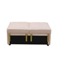 thumbnail image 5 of Convertible Ottoman Sofa with Storage, Modern Sackcloth Futon Couch with 2 Pillows or Home Living Room Dorms, Pink, 5 of 7
