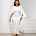 thumbnail image 2 of AURA Plus Size Spring Sequin Cape Mermaid Gown Elegant High Waist Long Party Dress XL XXXL, 2 of 10