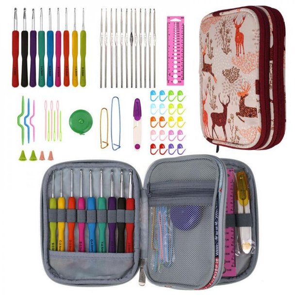 60pcs Crochet Hooks Set With Storage Case Aluminum Knitting Needles Diy Hand Knitting Craft Art Tools For Beginners Walmart Com Walmart Com