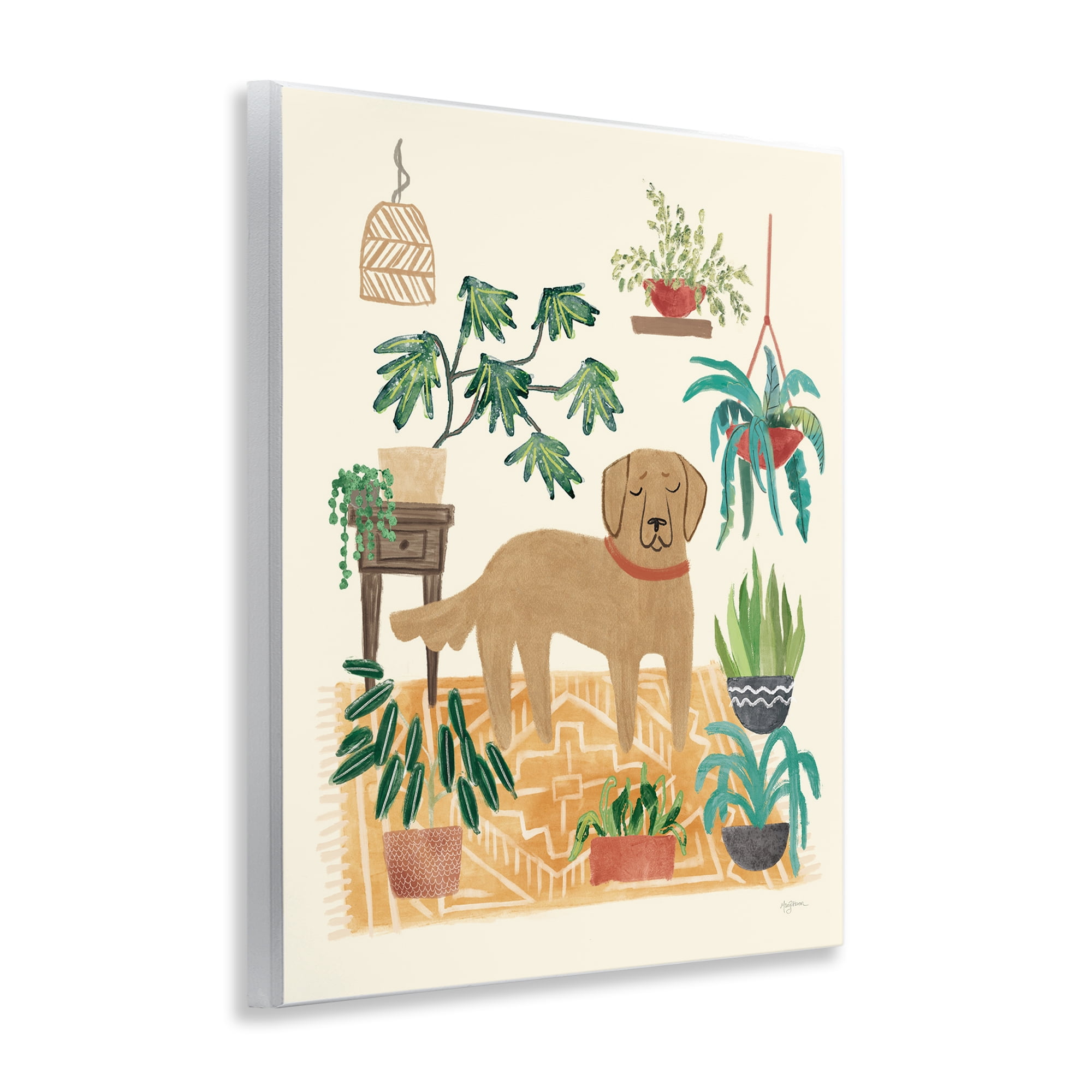 Stupell Industries Labrador with House Plants Animals & Insects Painting Unframed Art Print Wall Art, 11 x 14