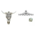 thumbnail image 1 of Escultura tribal de cabeza de toro floral de metal para pared, decoración para oficina, , dormitorio, patio, interior, exterior, p, 1 of 8