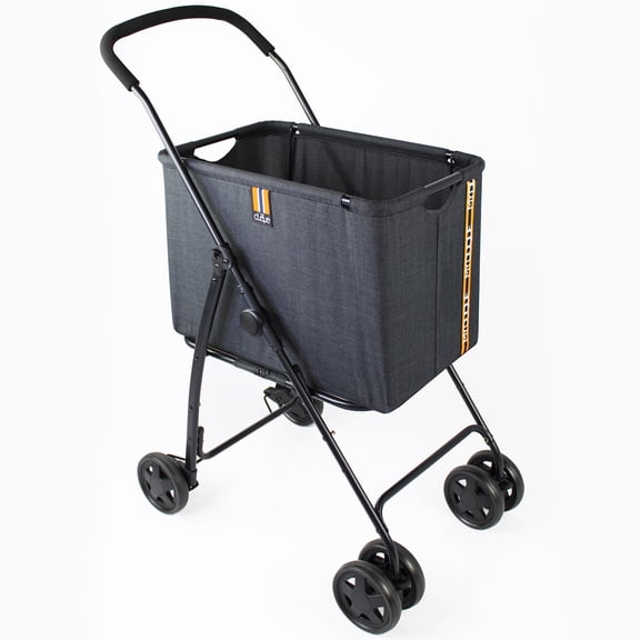 My Duque: Mila Shopping Stroller - Melange Black - Wheeled Utility Cart, 66L Detachable Basket, 33lb Cap, Supplies Accessory, Brake, Push-Pull Handle