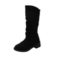 thumbnail image 1 of B91xZ Bottes de Neige pour Femmes Lacées Mi-Mollet Talon Bas Plateforme Épaisse Semelle Crantée, Noir 7.5, 1 of 5