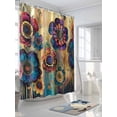 thumbnail image 3 of Fsddascl Vintage Purple Floral Shower Curtain Set - Extra Long 72" x 96" Washable Bathtub Curtain with 12 Hooks, Retro Flowers Ethnic Abstract Art Waterproof Fabric Stall Shower Curtains for Bathroom, 3 of 6