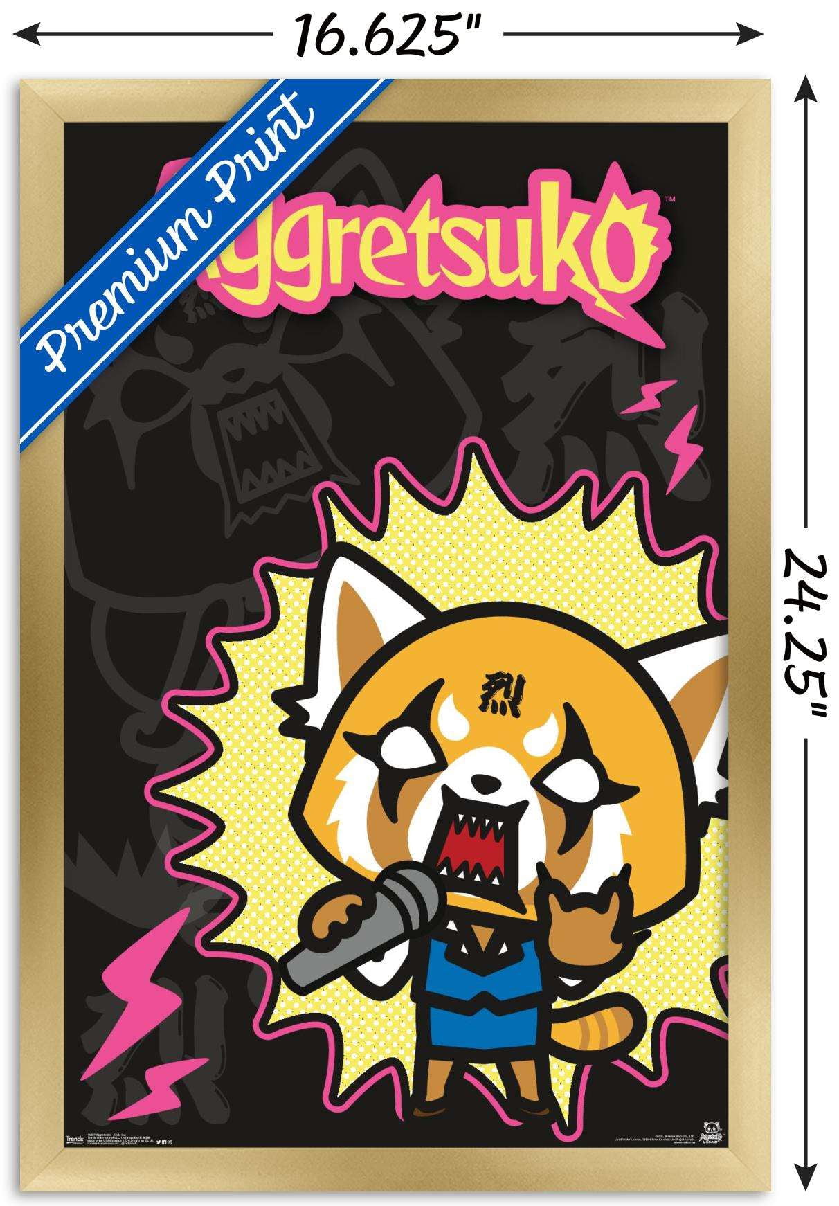 Aggretsuko - Rock Out Wall Poster, 14.725" x 22.375", Framed
