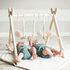 Wooden Baby Gym with 6 Gym Toys Foldable Baby Play Gym Frame Activity Center Hanging Bar Newborn Gift