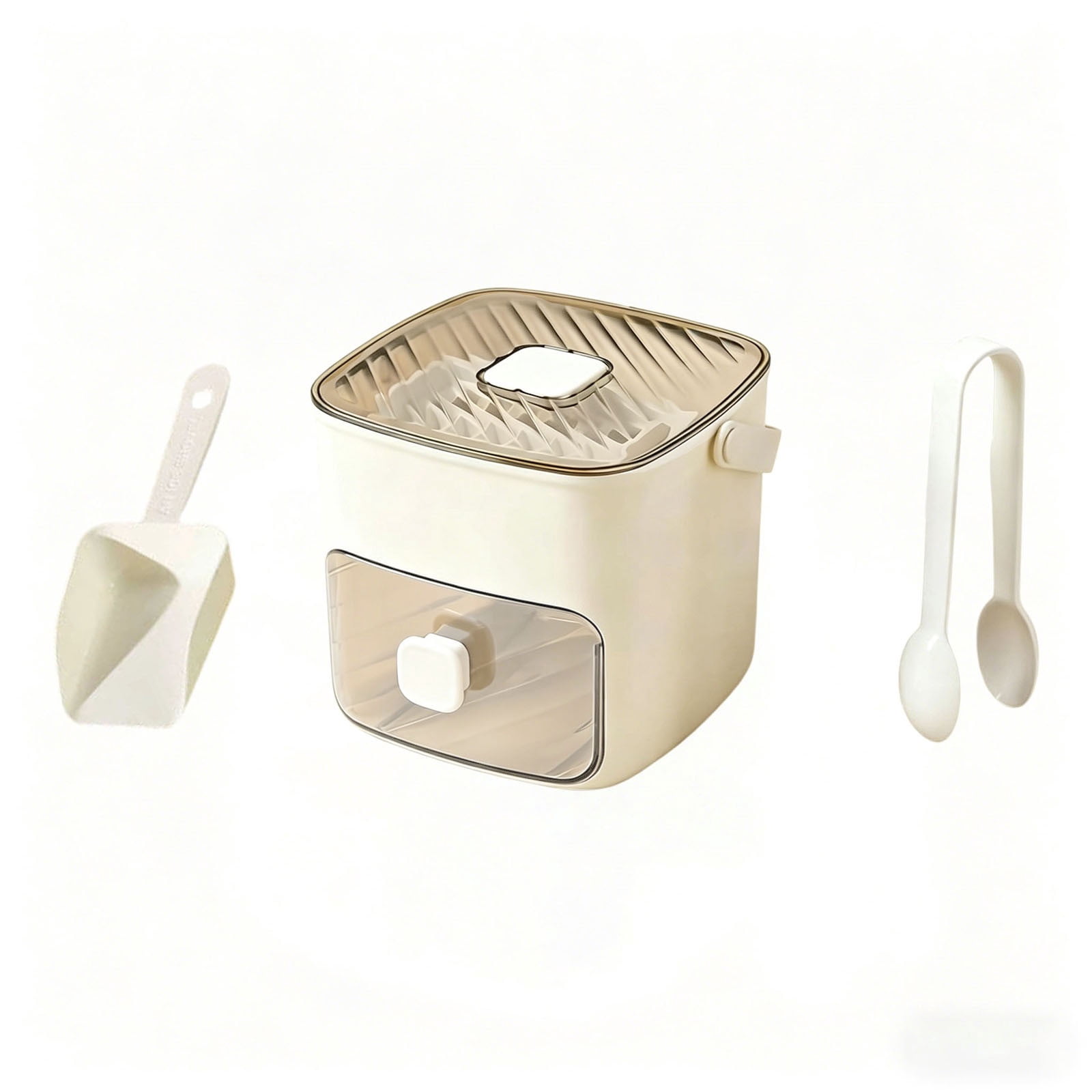 Ice Cubes Tray with Lid Bin and Tongs: Portable Ice Tray for Freezer - Easy Release Push Ice Mold - Space Saving Ice Tray System with Storage Container for Home Kitchen Drinks