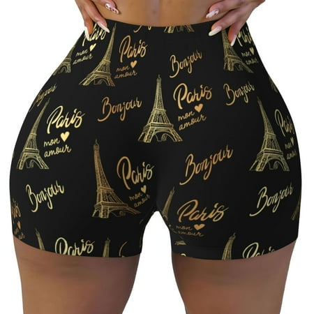 Workout Shorts Women  Eiffel Tower Biker Shorts for Women Running Gym Spandex Shorts Tummy Control