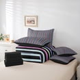 thumbnail image 6 of Manfei Geometric Stripes Lines7 Pieces Bedding Comforter Set,Modern Geometric Aesthetic Full Bedding Set,Black Pink Purple Fitted Sheet Flat Sheet For Children,Microfiber Bedroom Decor Reversible, 6 of 8