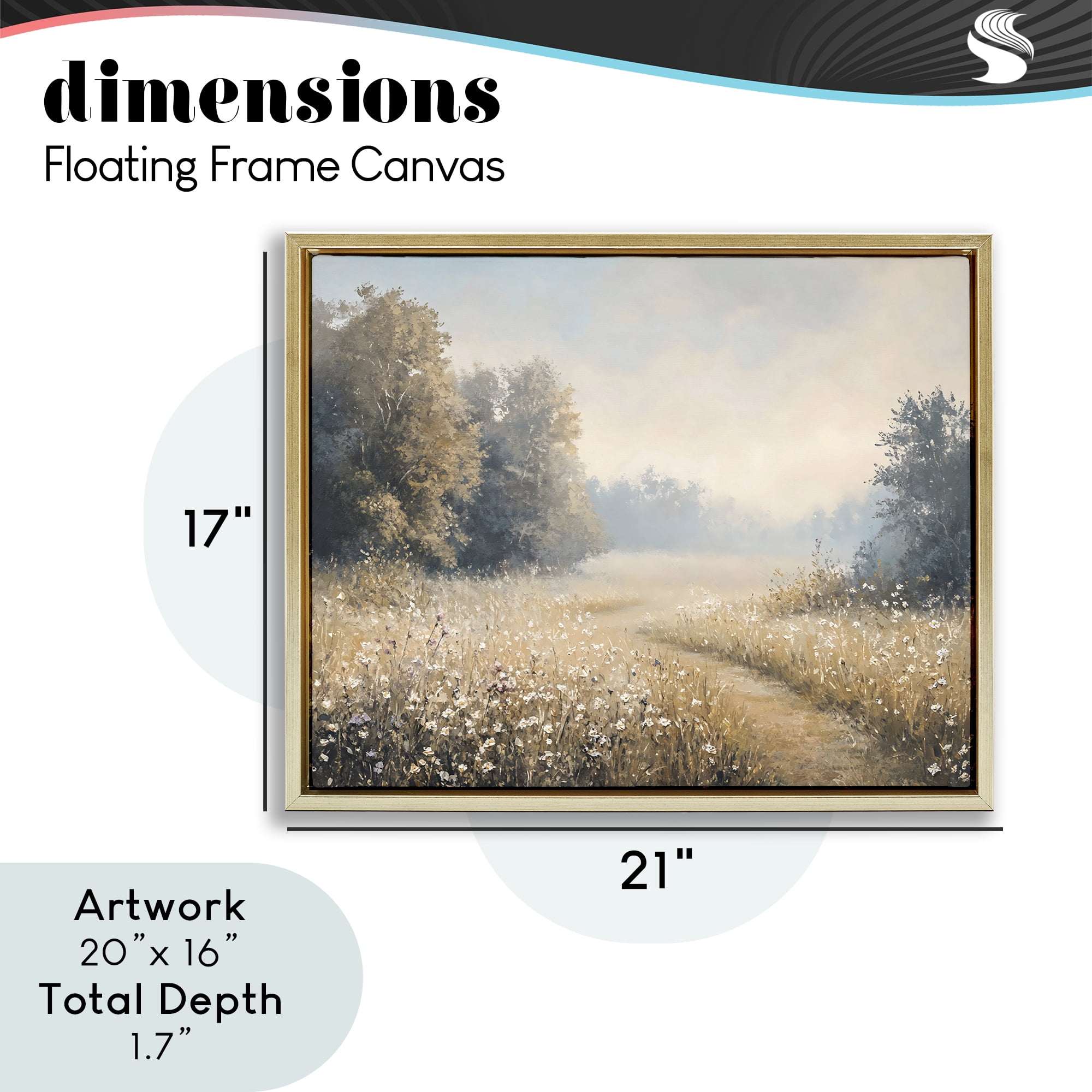 Stupell Industries Wandering Wildflower Path at Dawn Gold Framed Floater Canvas Wall Art, design by Creative Studio