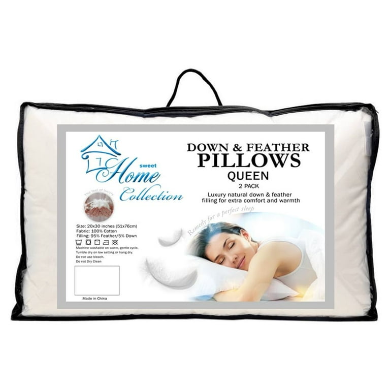 2 Pack Feather & Down Bed Pillows - Bokser Home