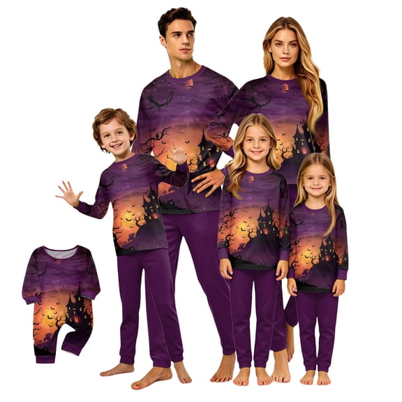 Racifhz Family Halloween Pajamas Matching Loungewear Set Printed Long Sleeve Top and Pants Cozy Nightwear Festive Sleepwear Gift Set for Family Holiday Celebration Wear