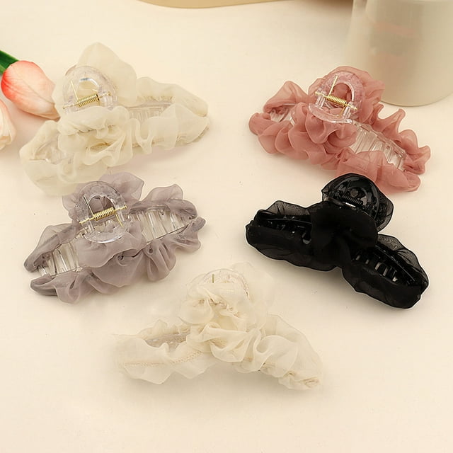YAOBAMM Hair Claw Clip Women Hair Claw Fabric Decor Elastic Spring Strong Solid Color Lady Fixation Clip