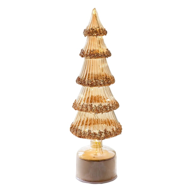 Adorno navideño giratorio de cristal con luz | Cristal de borosilicato soplado a mano con copos de nieve brillantes | Giro silencioso de 360° | Iluminación LED cálida | Alimentación por batería o