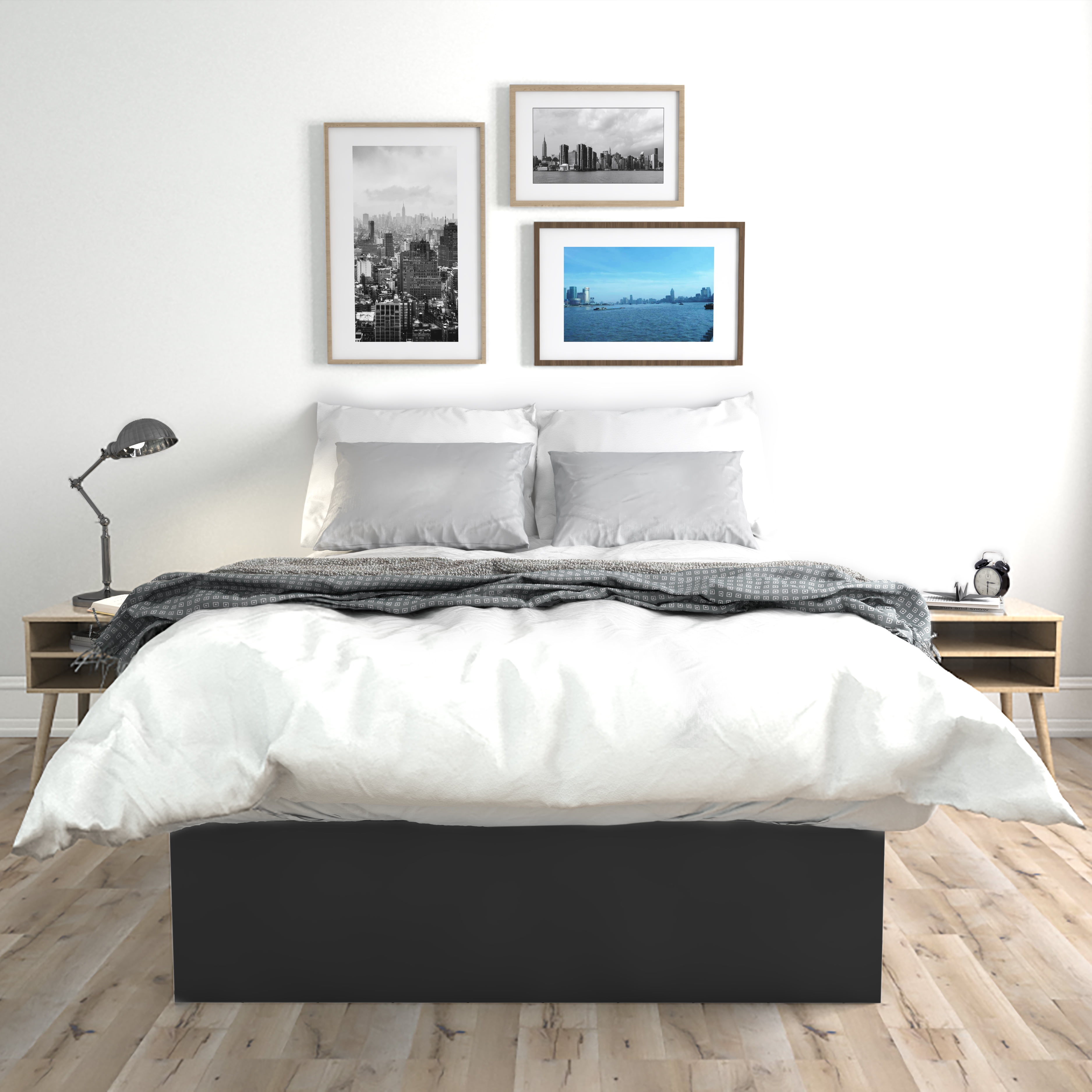 Premier Beckett Modern Platform Bed Frame Base King White
