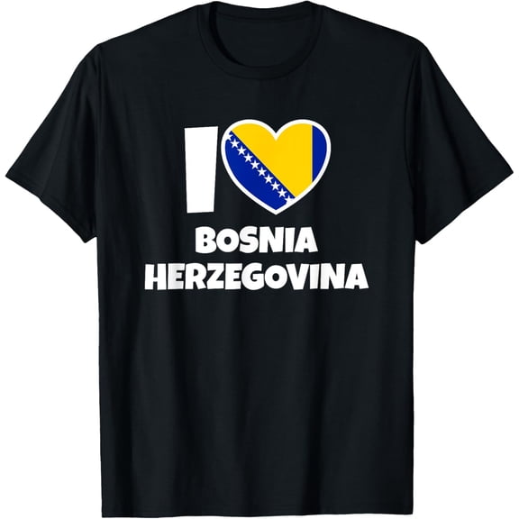 men and women can wear,I Love Bosnia Herzegovina with Flag and Heart T-Shirt