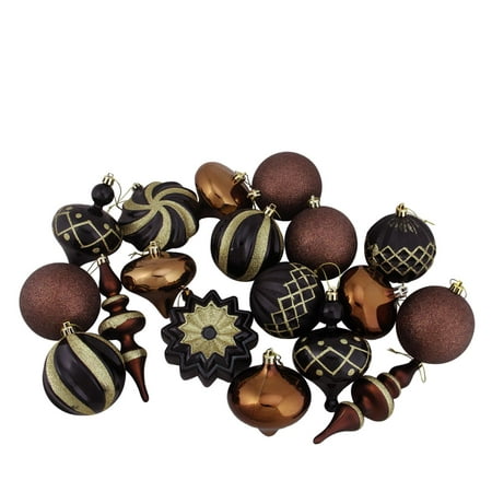 Set of 18 Black, Brown and Gold Ball, Finial and Onion Shatterproof ...