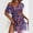 Purple, variant on Ladies' Summer Fashion V-neck Short Sleeve Waist Dress with Mesh Thin Design