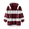thumbnail image 3 of TQWQT Fleece Coats for Women  Faux Fur Jacket Coat Fuzzy Fleece Jacket Plus Size Zip Up Drawstring Sweatshirt Oversized Light Blue S, 3 of 5