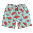 thumbnail image 3 of Uemuo Watermelon Pattern Men's Swim Trunks Hawaiian Beach Bathing Suit Swimsuits Beach Quick-Dry Shorts with Pockets-Large, 3 of 9
