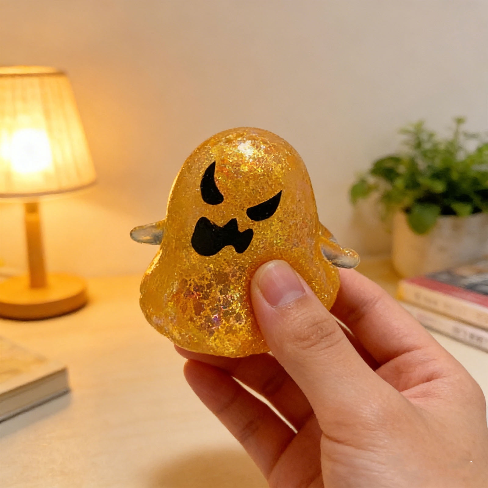 Fufafayo Ghost Sensory Ball, Stress ReliefToyFor Adults, Cute Dough Ball Stuffed Bun, Soft Decompression Dough for Anxiety, Desk Decor for Office Bedroom Living Room