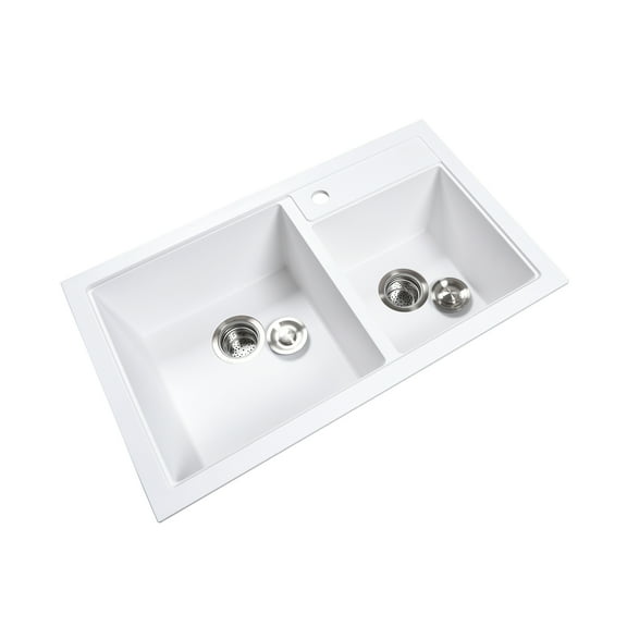 33.85'' L Double Bowl Acrylic Kitchen Sink
