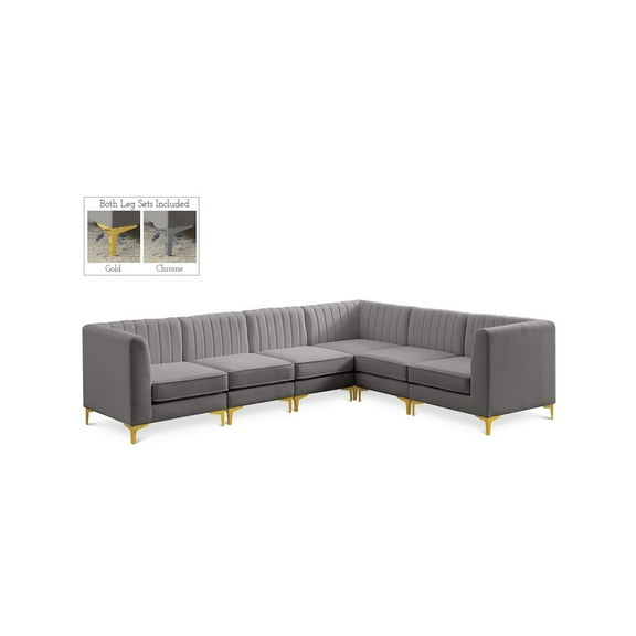 Meridian Furniture Alina Grey Velvet Modular Sectional