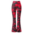 thumbnail image 3 of HAXMNOU Women Tie-Dyed High Waist Flare Wide Leg Chic Trousers Bell Bottom Yoga Pants Flare Leggings Flare Jeans For Pockets Red XL, 3 of 6
