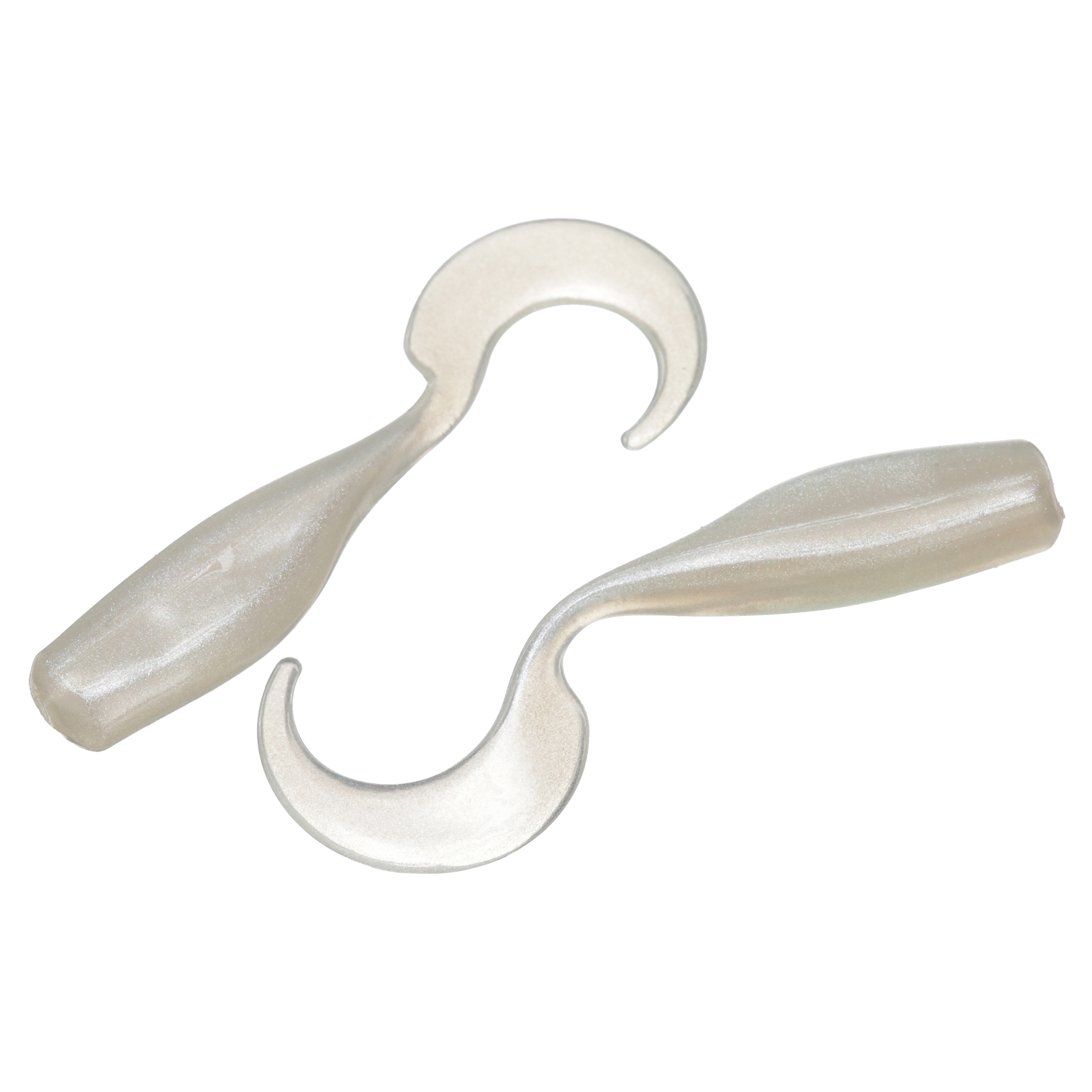 Creme 2" Curl Tail Shad Lure, Pearl, 12 Pack