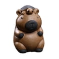 thumbnail image 3 of Mini estatua de capibara, figura en miniatura, adorno de té Kungfu para casa de té. Marrón oscuro, 3 of 9