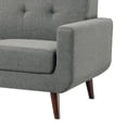 thumbnail image 4 of Benjara Rim 56 Inch Loveseat, Gray Polyester, Tufted Back, Brown Solid Wood-Color:GrayMaterial, 4 of 5