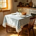 thumbnail image 6 of Dongrere Light Blue White Plaid Ruffled Table Cloth, Rectangle Tablecloth, Table Cover for Dining Room Kitchen Decor, 31.5x31.5 Inch, 6 of 6