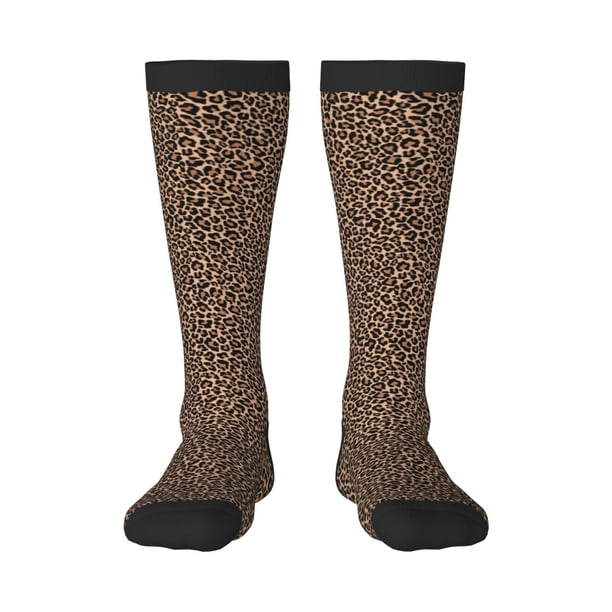 Balery Brown Leopard Calcetines novedosos Calcetines deportivos Calcetines hasta la rodilla Calcetines de algodón Calcetines originales y geniales