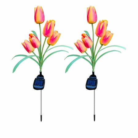 

2pcs Garden Decoration Solar Lights Color Changing Outdoor Flower Shape Wireless