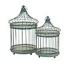 Set of 2 Country Rustic Blue Victorian-Style Iron Bird Cages 17-21"