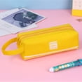 thumbnail image 4 of Pencil Case Zipper Pouch, Learning Supplies Organizer, Reusable Portable Durable Pencil Case, Large Capacity, With 2 Compartments, For Academic gear & Makeup, 1Pc, Multicolor(Yellow,7.8x3x2.9"), 4 of 6
