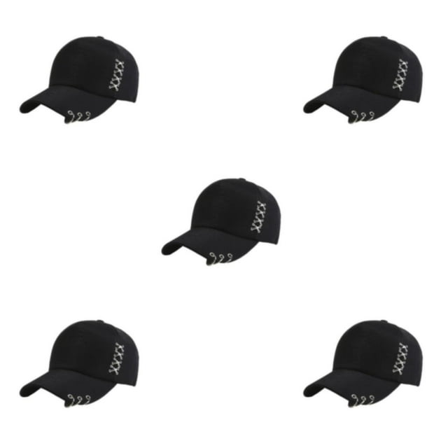Decodeary Stay Stylish With Adjustable Ring Baseball Cap Any Occasion Cap With Rings Hat On Or Off Duty Match Style Party Black 5Set