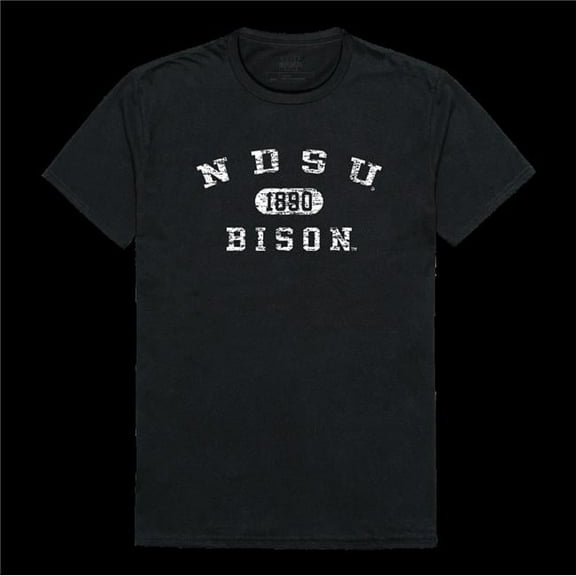 North Dakota State University Bisons Distressed Arch College T-Shirt, Black - Small