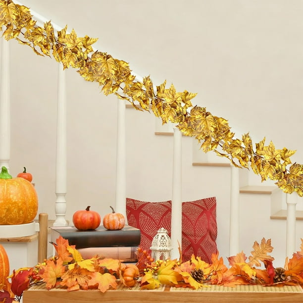 Decoraciones de Halloween, adornos de Halloween, hojas de arce simuladas, hojas de enredaderas, decoración de Halloween, festival de Acción de Gracias, diseño de escena de sala de estar, enredaderas s