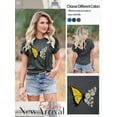 thumbnail image 3 of NFTOEIULA Women Butterfly Daisy Graphic Crew Neck Short Sleeve T-Shirt, 3 of 7