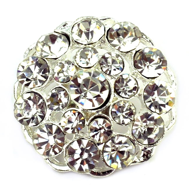 Vintage Costume Gem Circle Pin with larger Gem Featured Clear gems
