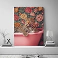 thumbnail image 2 of Mudket Framed Leopard in Pink Bathtub Canvas Wall Art, Floral Cheetah Print Bathroom Wall Decor, Cute Trendy Art Ready to Hang - 12"L x 8"W, 2 of 10