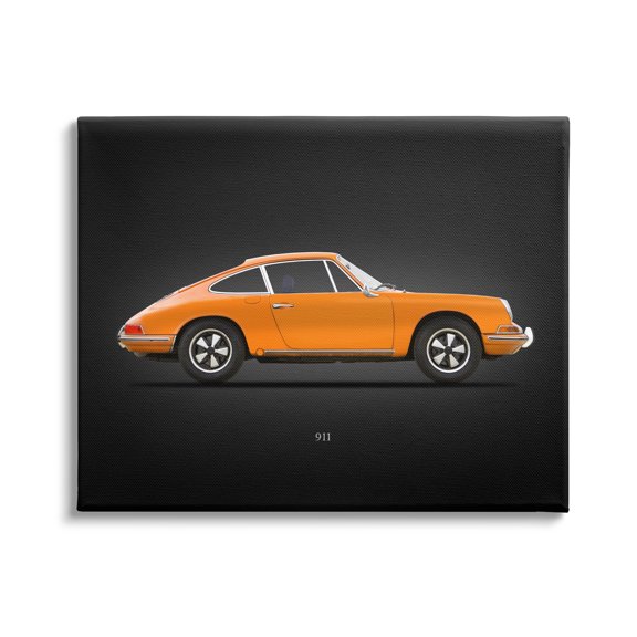 Stupell Industries Orange Classic Coupe Transportation Painting Gallery Wrapped Canvas Art Print Wall Art, 48 x 36