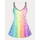 thumbnail image 1 of Tank Top de Talla Extra con Estampado de Sirena y Color Degradado Rosegal  Camisetas sin mangas de talla grande, 1 of 5