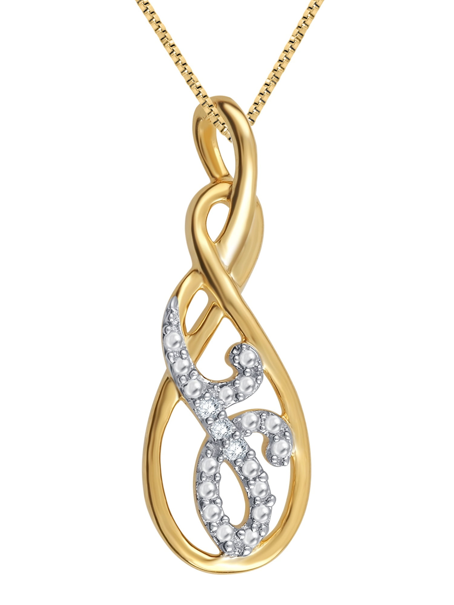 DiamondMuse 14k Gold Over Brass Diamond Accent Twisted Drop Pendant