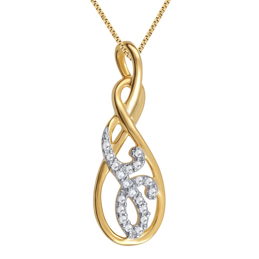 DiamondMuse 14k Gold Over Brass Diamond Accent Twisted Drop Pendant