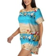 thumbnail image 2 of Kdxio Boards and Beach Print Pajamas Sets for Women Short-Sleeved Pjs with Lounge Shorts Two Piece Sleepwear S-4XL, 2 of 8