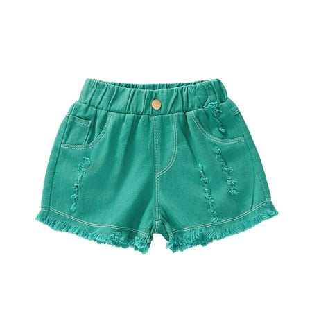 

LNMQLPDBS Shorts for Girls Solid Color Girls Shorts Summer Korean Slim Denim Hot Pants Fashion Holes Casual Pants Girls