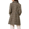 thumbnail image 3 of INSPIRE CHIC Single Breasted Pea Coat for Women's Plaid Winter Trench Outerwear L Coffee, 3 of 6